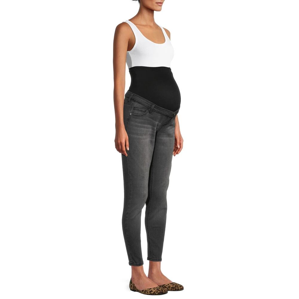 Time and Tru Women’s Maternity Skinny Jeans with Full Panel Size Large Gray